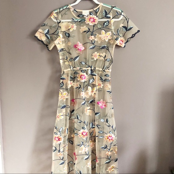 LuLaRoe Dresses & Skirts - LuLaRoe Deanne Sheer Embroidered Floral Maxi Dress